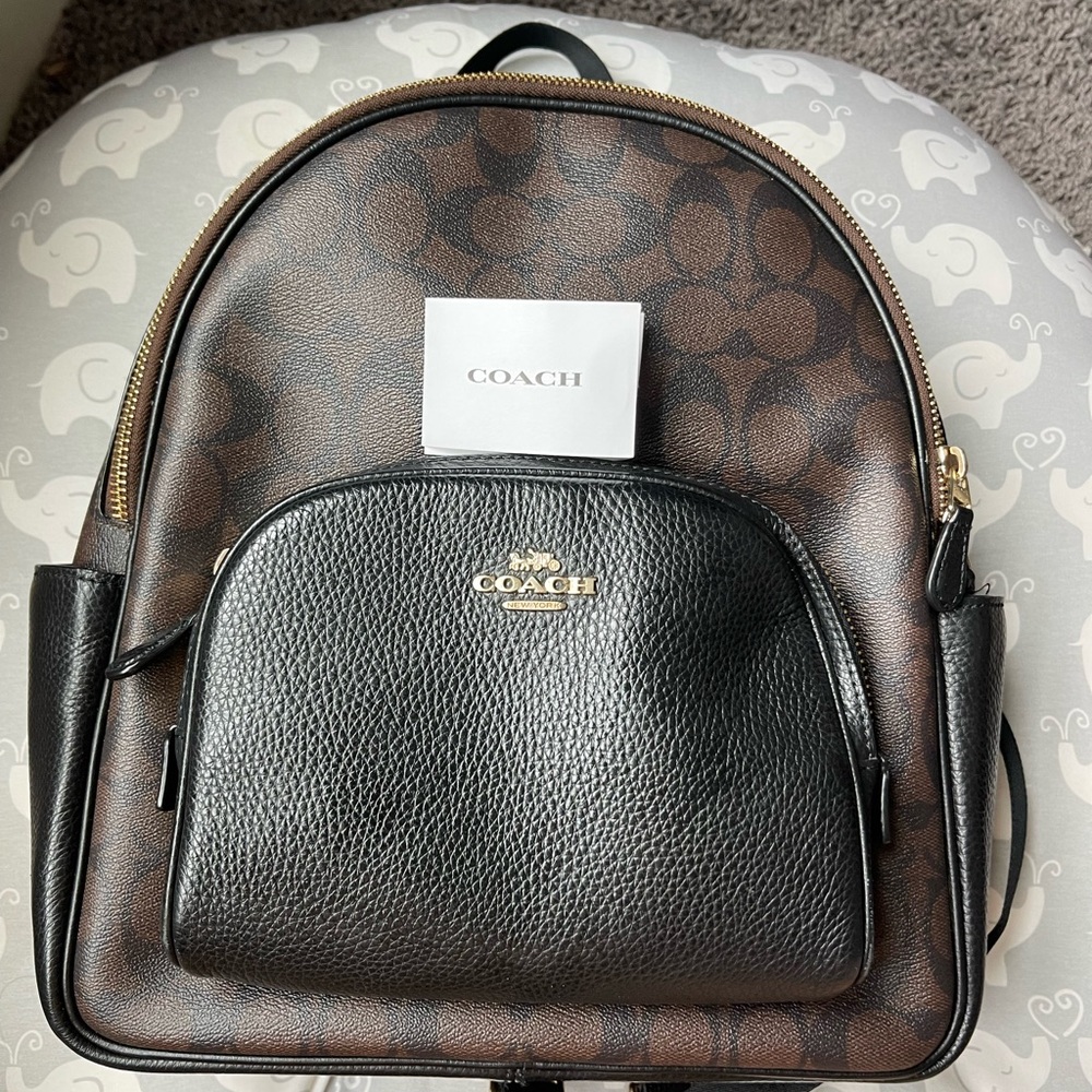 Coach Signature Brown and Black Backpack